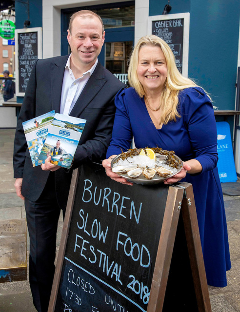 BIM¿s Richard Donnelly and Festival Chair Birgitta Hedin Curtin at the launch of the Burren Slow Food Festival at Dublin¿s Klaw Seafood Café